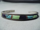 Impressive Native American Navajo Turquoise Sugulite Gaspeite Sterling Silver Bracelet-Nativo Arts
