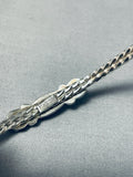 Signed Vintage Native American Navajo Lapis Sterling Silver Bracelet-Nativo Arts