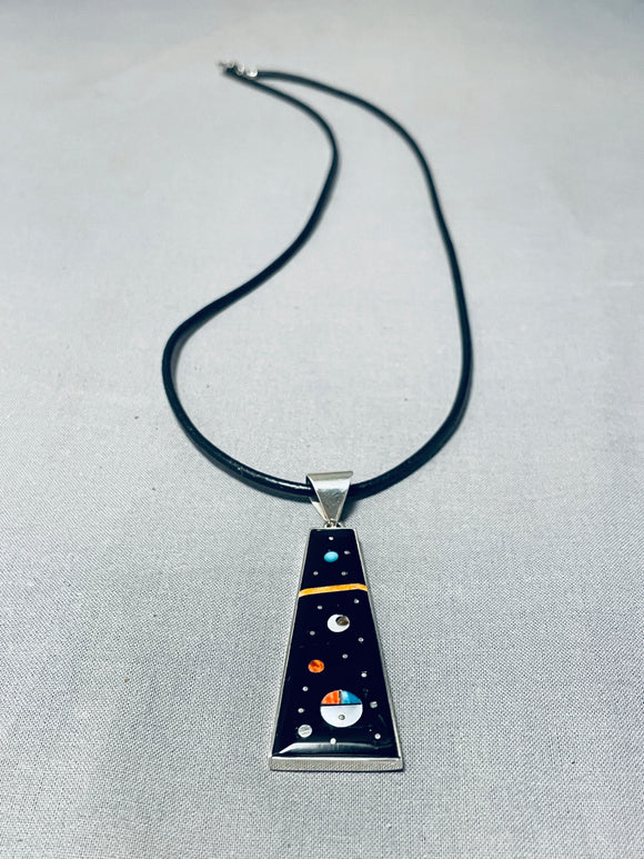 Herm Smith Night Sky Native American Navajo Turquoise Sterling Silver Necklace-Nativo Arts