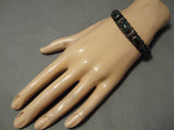 Earlier 1900's Vintage Native American Navajo Cerrillos Turquoise Sterling Silver Bracelet Old-Nativo Arts