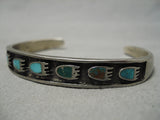 Intricate Vintage Native American Navajo Turquoise Paw Sterling Silver Bracelet Old-Nativo Arts