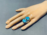 Magnificent Vintage Native American Zuni Blue Gem Turquoise Sterling Silver Ring-Nativo Arts
