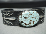 Signed Vintage Native American Navajo Lizard #8 Turquoise Sterling Silver Bracelet-Nativo Arts