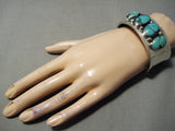 Very Unique Vintage Native American Navajo Graduating Width Turquoise Sterling Silver Bracelet-Nativo Arts
