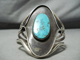 Towering Vintage Native American Navajo Turquoise Sterling Silver Shadow Bracelet Old-Nativo Arts
