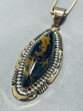 Important Gold Brown Stone Native American Navajo Sterling Silver Necklace-Nativo Arts