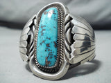 Authentic Vintage Native American Navajo Orville Tsinnie Turquoise Sterling Silver Bracelet-Nativo Arts