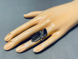 Impressive Vintage Native American Navajo Black Onyx Sterling Silver Ring-Nativo Arts