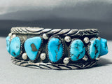 Important Turquoise Vintage Native American Navajo Morenci Sterling Silver Bracelet-Nativo Arts