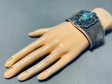 Heavy Mens 127 Gram Vintage Native American Navajo Turquoise Lapis Sterling Silver Bracelet-Nativo Arts