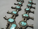 Very Rare Vintage Native American Navajo Turquoise Sterling Silver Squash Blossom Necklace Old-Nativo Arts