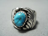 Authentic Vintage Native American Navajo Orville Tsinnie Turquoise Sterling Silver Ring Old-Nativo Arts