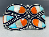 Spectacular Vintage Native American Zuni Turquoise Sterling Silver Bracelet Signed-Nativo Arts