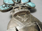 One Of Biggest Best Vintage Native American Navajo Turquoise Sterling Silver Kachina Bolo Tie-Nativo Arts