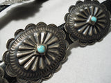 Native American Early Highly Detailed Sterling Silver Turquoise Concho Belt Old-Nativo Arts