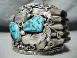 One Of Best Vintage Native American Navajo Bear Adakai Turquoise Sterling Silver Bracelet-Nativo Arts