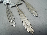 Outstanding Vintage Native American Navajo Sterling Silver Arrow Feathers Pin-Nativo Arts