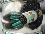 One Of The Best Vintage Native American Navajo Kachina Turquoise Sterling Silver Bracelet-Nativo Arts
