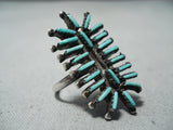 Important Vintage Native American Zuni Alive Quam Turquoise Sterling Silver Ring Old-Nativo Arts
