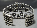 One Of The Best Vintage Native American Navajo Coiled Turquoise Sterling Silver Bracelet Old-Nativo Arts
