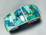 Native American Rare Aqua Turquoise Southwestern Thick Sterling Silver Bracelet Cuff-Nativo Arts