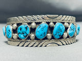Tommy Moore Vintage Native American Navajo Morenci Turquoise Sterling Silver Bracelet-Nativo Arts