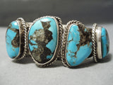 Museum Vintage Native American Navajo Bisbee Turquoise Sterling Silver Bracelet Old-Nativo Arts