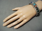 Incredible Vintage Native American Navajo Turquoise Sterling Silver Wave Bracelet-Nativo Arts