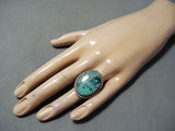 Important Running Water Vintage Native American Navajo Turquoise Sterling Silver Ring-Nativo Arts