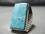 Big Huge Vintage Native American Navajo Kingman Turquoise Sterling Silver Ring Old-Nativo Arts