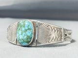Mesmerizing Vintage Native American Navajo Carico Lake Turquoise Sterling Silver Cuff-Nativo Arts