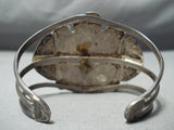 Opulent Early Vintage Native American Navajo Petrified Wood Sterling Silver Thunderbird Bracelet-Nativo Arts