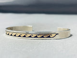 Mesmerizing Vintage Native American Navajo Sterling Silver 14k Gold Rolling Waves Bracelet-Nativo Arts
