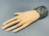 Powerful Hand Tooled Massive Vintage Native American Navajo Concho Sterling Silver Bracelet-Nativo Arts