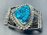 Important Vintage Native American Navajo Blue Diamond Turquoise Sterling Silver Bracelet-Nativo Arts