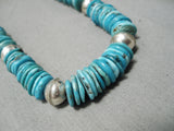 Splendid Vintage Native American Navajo Disced Turquoise Sterling Silver Bead Necklace-Nativo Arts