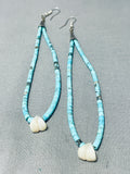 Intriguing Vintage Native American Navajo Turquoise White Shell Sterling Silver Jacla Earrings-Nativo Arts