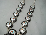 Native American Women's Vintage Navajo Turquoise Sterling Silver Squash Blossom Necklace-Nativo Arts