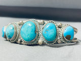 Awesome Vintage Native American Navajo 5 Blue Green Turquoise Sterling Silver Bracelet-Nativo Arts
