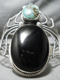 Huge Bug Vintage Native American Navajo Spiderweb Turquoise Sterling Silver Bracelet Old-Nativo Arts