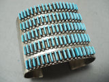 One Of Biggest Best Vintage Native American Zuni Needle Turquoise Sterling Silver Bracelet-Nativo Arts