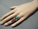 Superior Vintage Turquoise Sterling Silver Ring Native American Old-Nativo Arts
