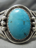 Superior Vintage Native American Navajo Carico Lake Turquoise Sterling Silver Bracelet Old-Nativo Arts