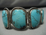 Incredible Blue Diamond Turquoise Vintage Native American Navajo Sterling Silver Bracelet-Nativo Arts