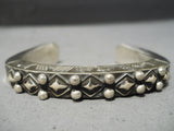 Ornamental Vintage Navajo Sterling Silver Bracelet Old Native American-Nativo Arts