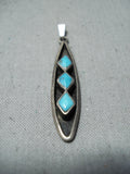 Impressive Vintage Native American Navajo Kingman Turquoise Sterling Silver Pendant-Nativo Arts