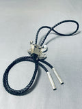 Signed Important Native American Navajo Sterling Silver Toad Bolo Tie-Nativo Arts
