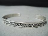 Exquisite Signed Vintage Native American Navajo Sterling Silver Bracelet-Nativo Arts