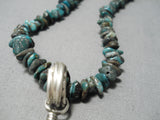 Detailed!! Native American Navajo Green Turquoise Sterling Silver Feather Necklace!-Nativo Arts
