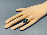 Tight Spiderweb Vintage Native American Navajo Turquoise Sterling Silver Ring Old-Nativo Arts